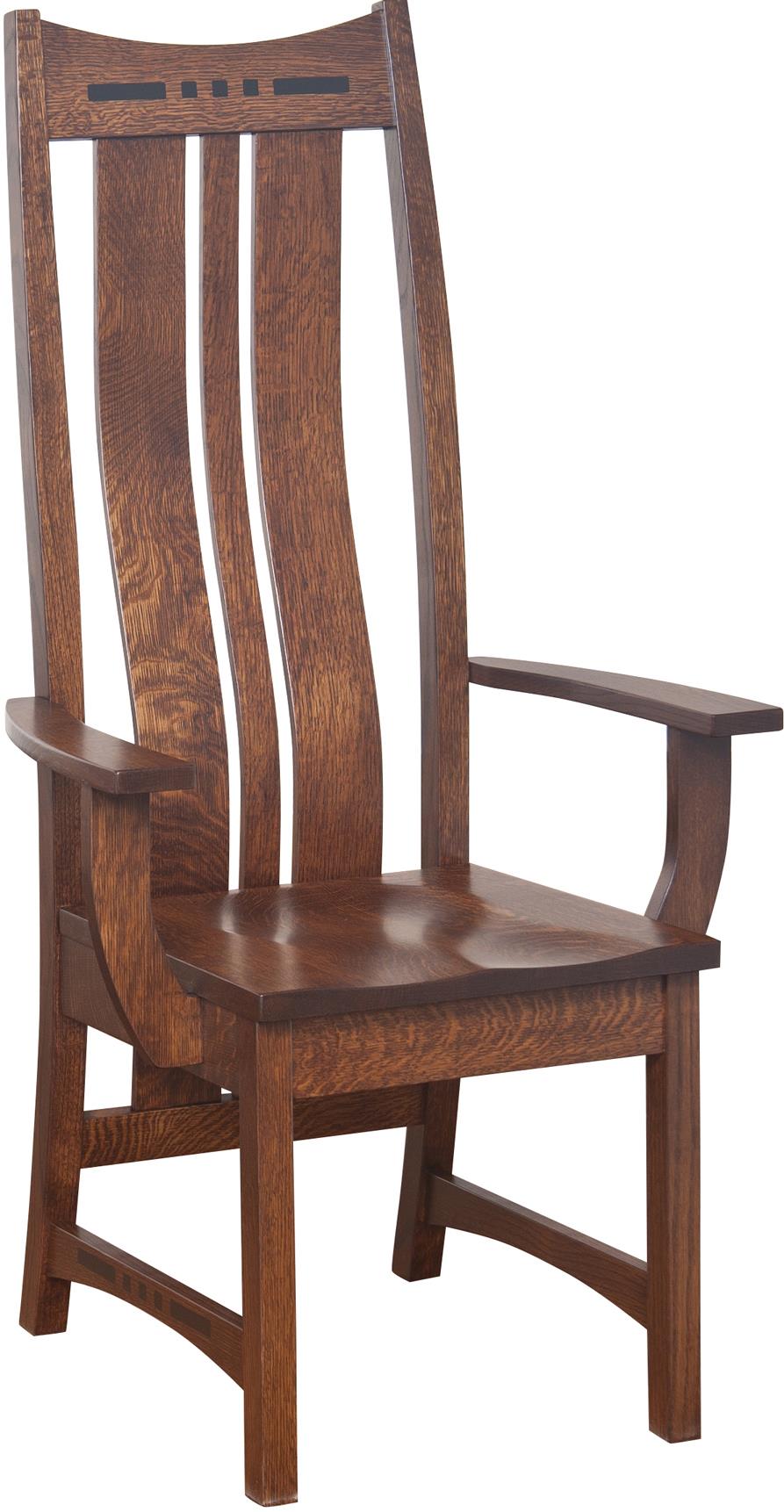 Amish Impressions by Fusion Designs Hayworth HHHACW High Back Arm Chair with Shaped Splat Back Mueller Furniture Dining Arm Chairs